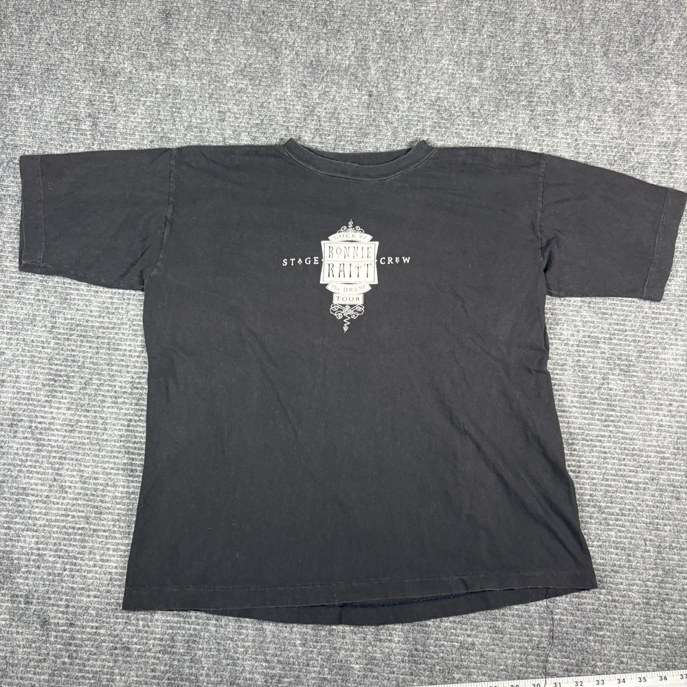 Vintage Bonnie Raitt The Draw Tour Stage Crew T Shirt Black